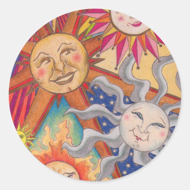 Happy Suns Runder Aufkleber (Vorderseite)