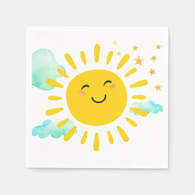 Happy Sunshine Birthday Party Serviette (Vorderseite)
