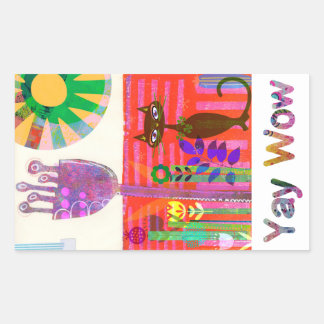 Happy Sunshine Cat Flower Garden Rechteckiger Aufkleber