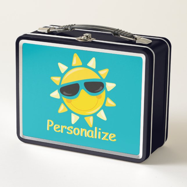 Happy Sunshine Cool Sun Sonnenbrille Personalisier Metall Brotdose (Vorderseite)