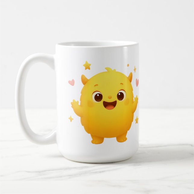 Happy Sunshine Monster Kids Mug — Cheerful Yellow Kaffeetasse (Links)