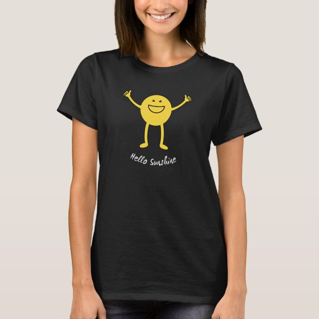 Happy Sunshine Niedlich Gelb Lächeln Gesicht Sonne T-Shirt (Vorderseite)