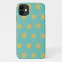 Happy Sunshine Suns Pattern aquamarin