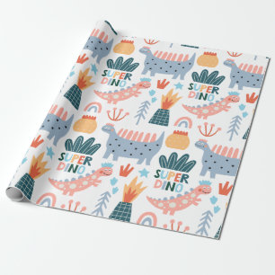 Happy Super Dino Geschenkpapier