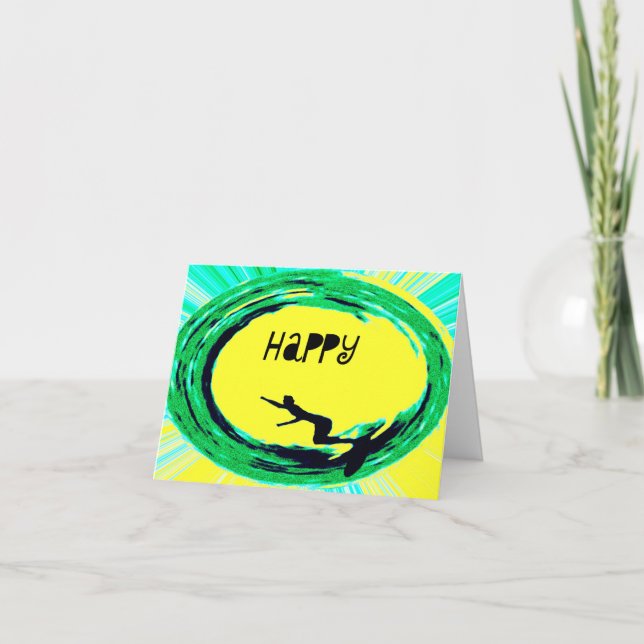 Happy Surfer Geburtstag Karte (Vorderseite)