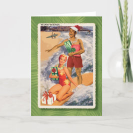 Happy Surfers Retro Weihnachtskarte Feiertagskarte