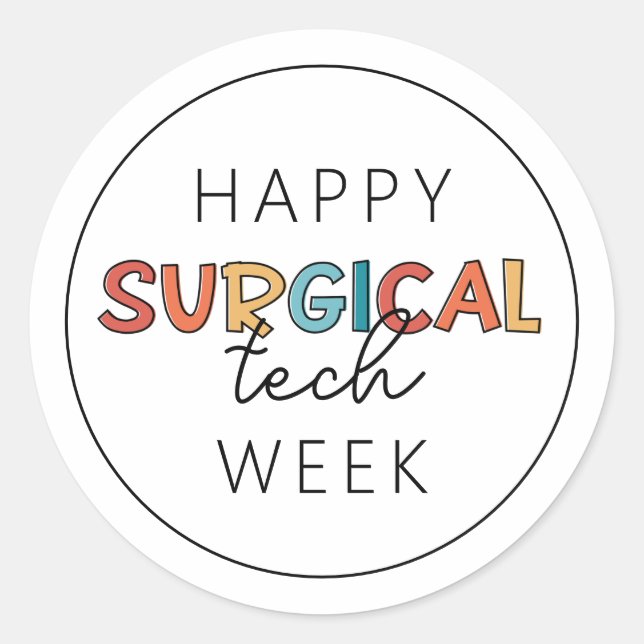 Happy Surgical Tech Week Runder Aufkleber (Vorderseite)
