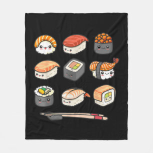 Happy Sushi Anime Kawaii Set Japanisch Food Lover  Fleecedecke