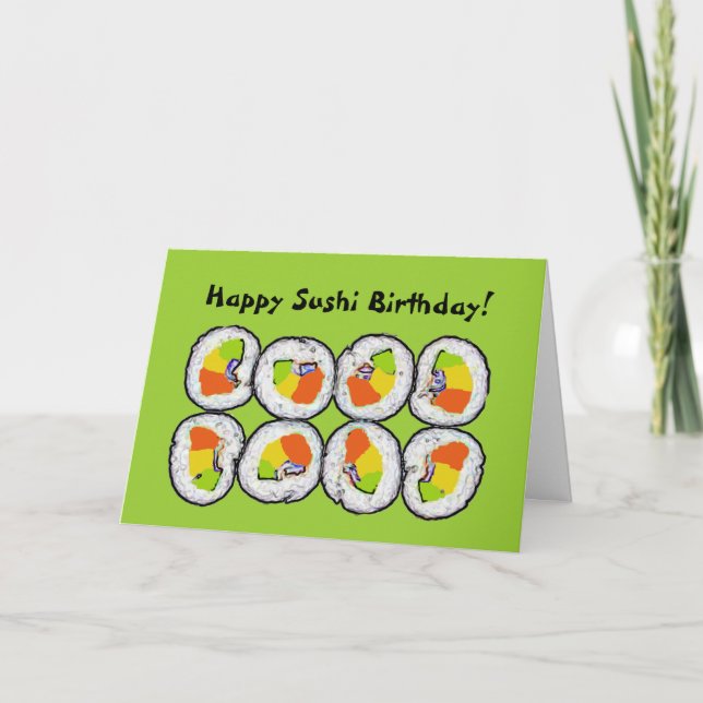 Happy Sushi Birthday Card Karte (Vorderseite)