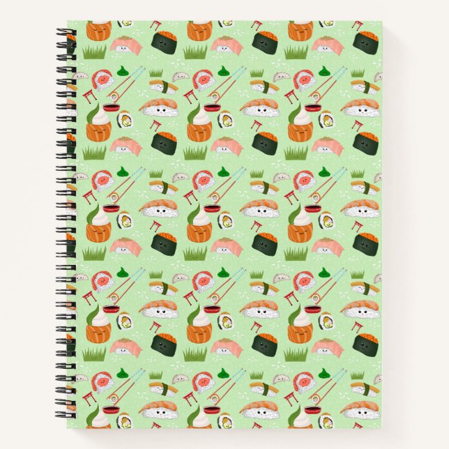 Happy Sushi Kawaii Notebook Notizbuch (Vorderseite)