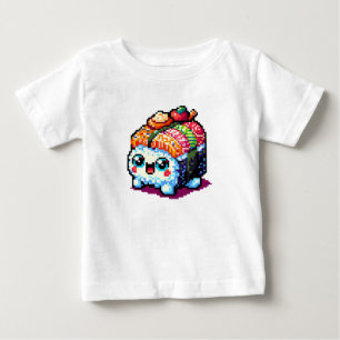 Happy Sushi Roll - Niedliche Pixel Art japanisches Baby T-shirt