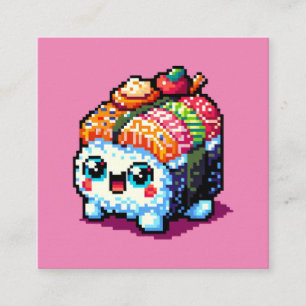 Happy Sushi Roll - Niedliche Pixel Art japanisches Begleitkarte