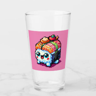 Happy Sushi Roll - Niedliche Pixel Art japanisches Glas