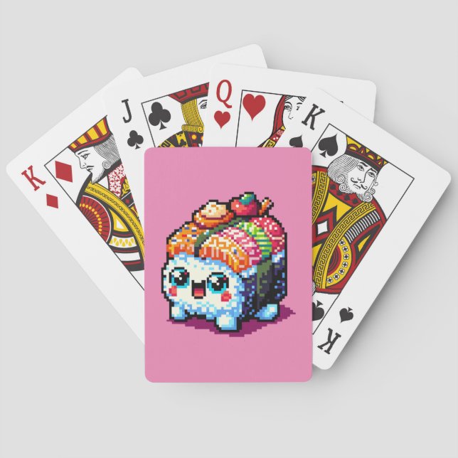 Happy Sushi Roll - Niedliche Pixel Art japanisches Spielkarten (Rückseite)