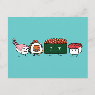 Happy Sushi Rolls japanisches Essen Postkarte