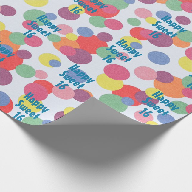 Happy Sweet 16 Birthday Wrapping Paper Geschenkpapier (Ecke)