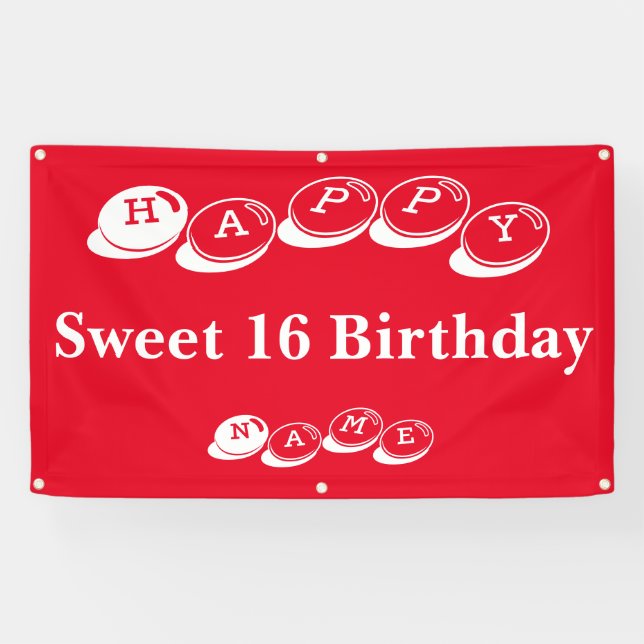Happy Sweet 16 Geburtstag Banner (Horizontal)