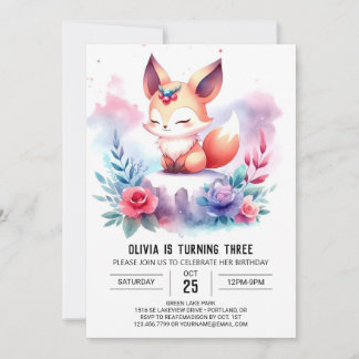 Happy Sweet Fox Geburtstag digital Einladung