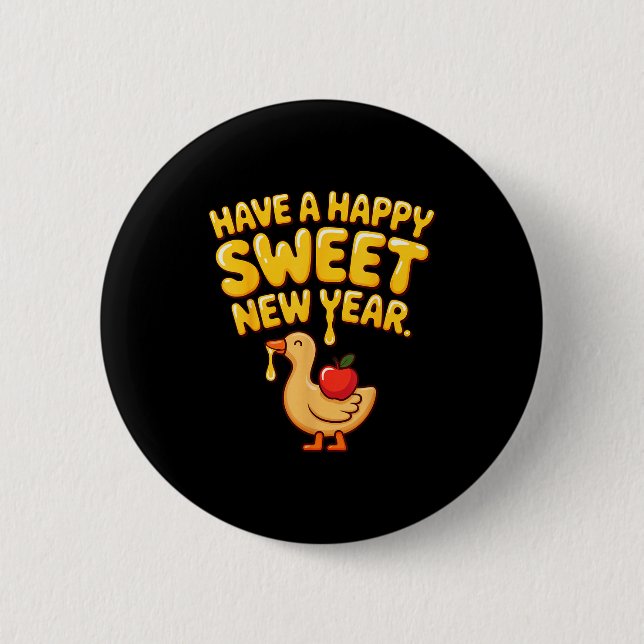 Happy Sweet New Year Goose Cookie Rosh Hashanah  Button (Vorderseite)