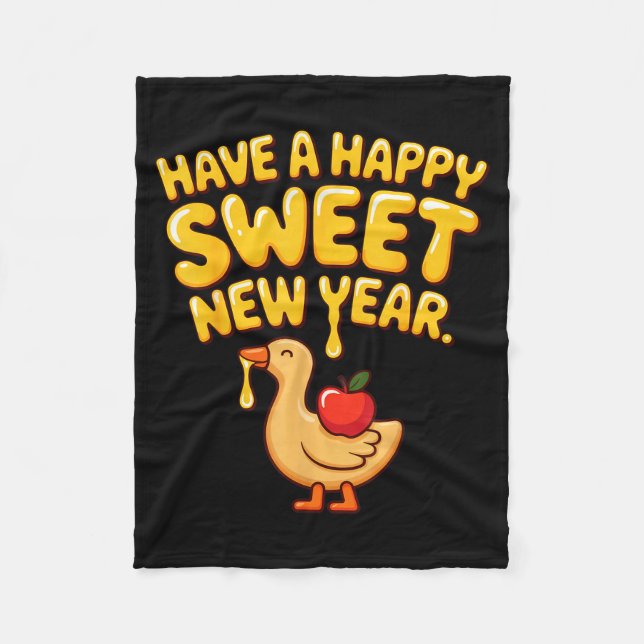 Happy Sweet New Year Goose Cookie Rosh Hashanah  Fleecedecke (Vorderseite)