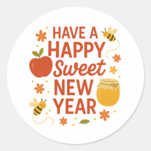 Happy Sweet New Year Runder Aufkleber