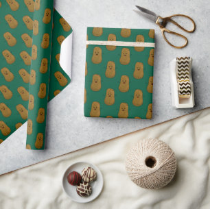 Happy Sweet Potato Hunter Green Geschenkpapier