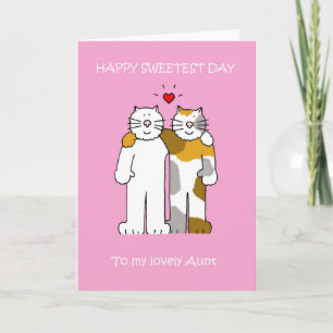 Happy Sweetest Day, Aunt, Cartoon Cats. Karte