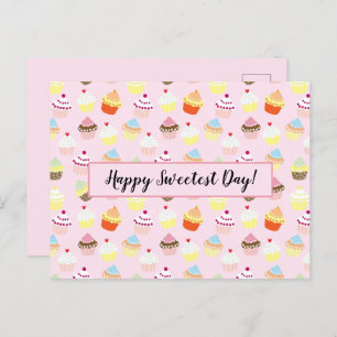 Happy Sweetest Day Niedlich Cupcake Muster Postkar Postkarte