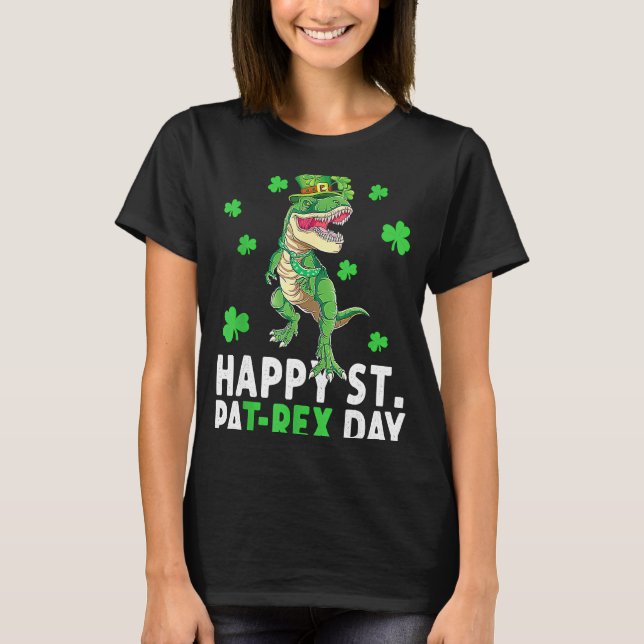 Happy T Rex Dinosaur Saint Patrick's Day For Boys  T-Shirt (Vorderseite)