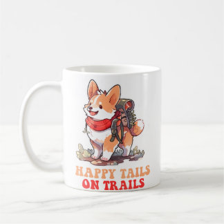 Happy Tails On Trails Funny Dog Trailing Camping L Kaffeetasse