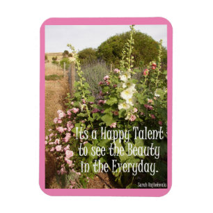 Happy Talent Pink Hollyhocks Hütte Garden Magnet