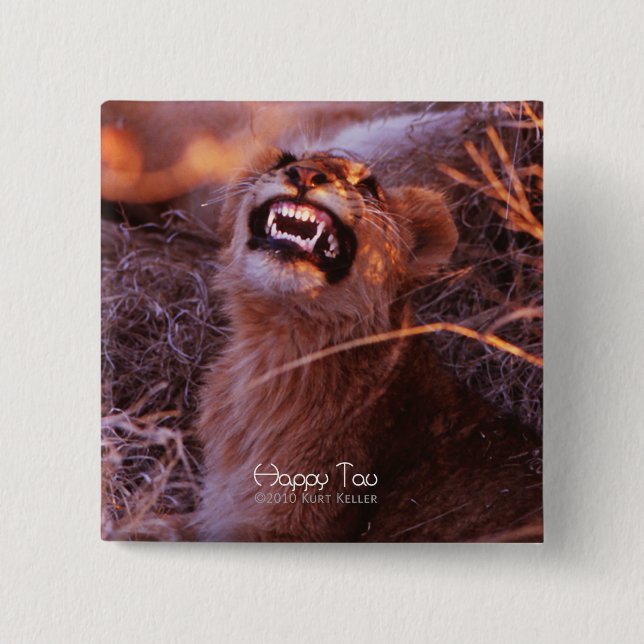 Happy Tau, Lächelnd Lion Cub Button (Vorderseite)