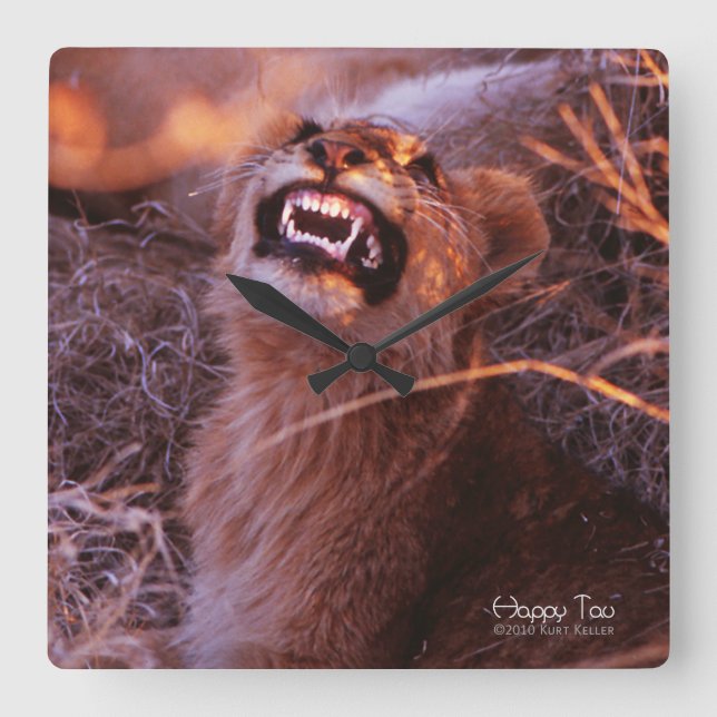 Happy Tau Quadratische Wanduhr (Vorderseite)