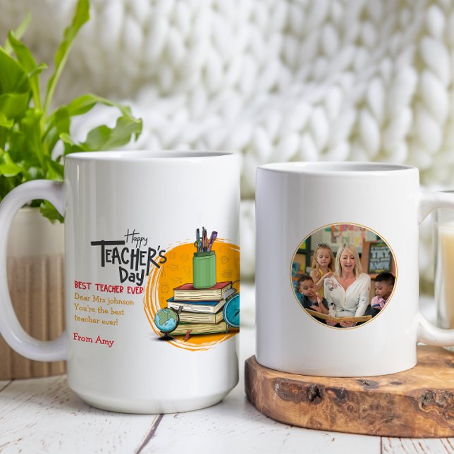 Happy Teacher Day Custom Foto Kaffeetasse (Von Creator hochgeladen)