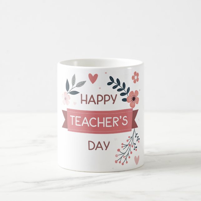 Happy Teacher’s Day Floral Appreciation Gift Kaffeetasse (Mittel)