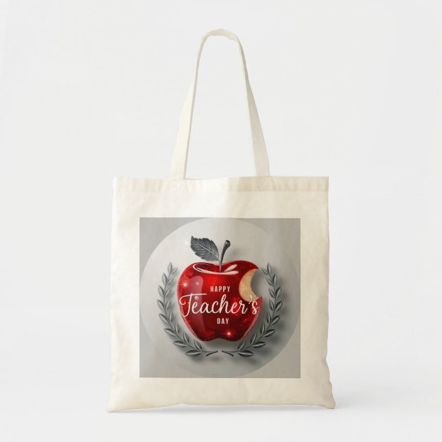 Happy Teachers Day Classy Red Apple Tragetasche (Vorne)