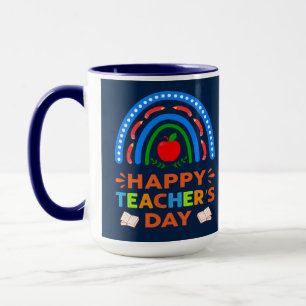 Happy Teachers Day Rainbow & Apple Coffee Tasse