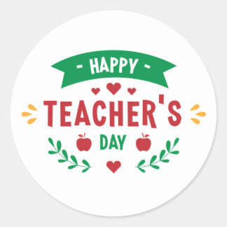 Happy Teacher's Day Word Art Runder Aufkleber