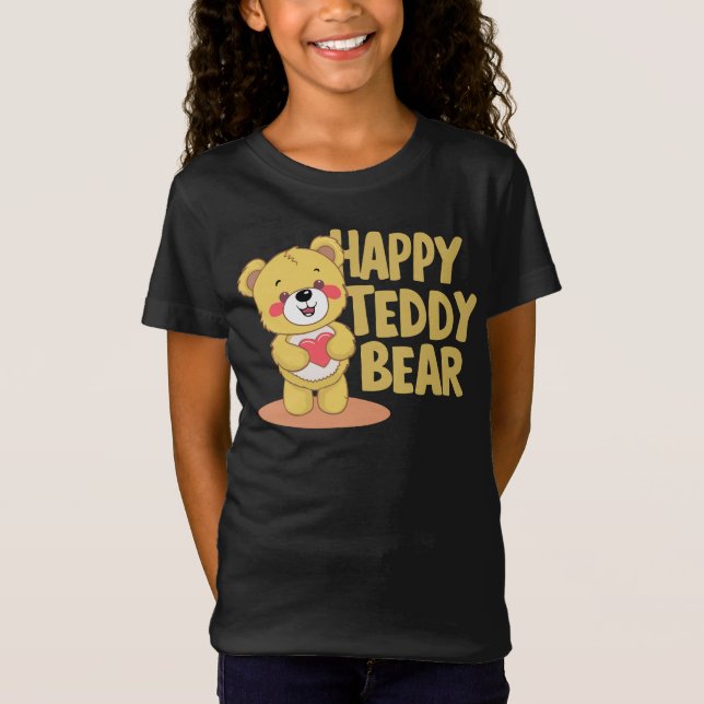 Happy Teddy Bear hält ein Herz T-Shirt (Vorderseite)