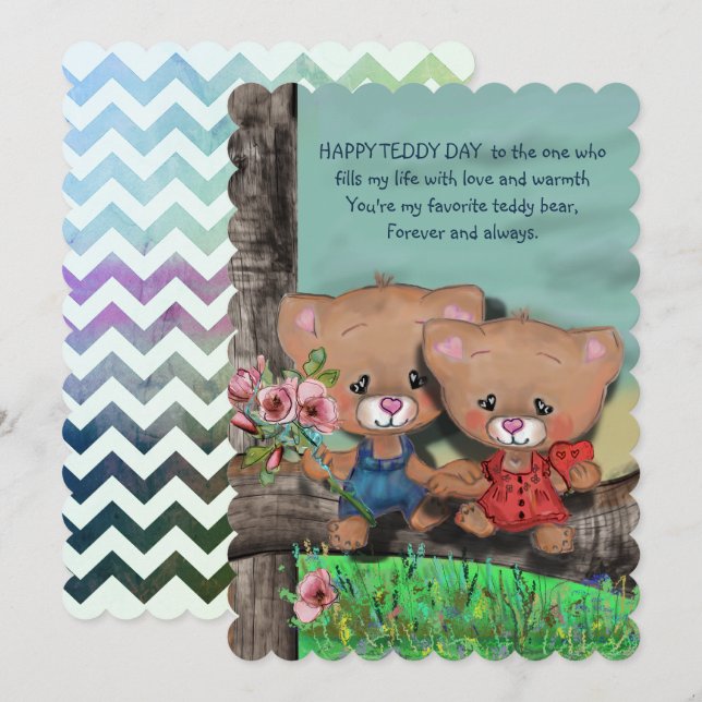 Happy Teddy Day Feiertagskarte (Vorne/Hinten)