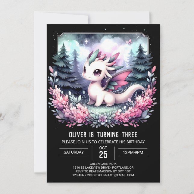 Happy Template Dragon Birthday Einladung (Vorderseite)