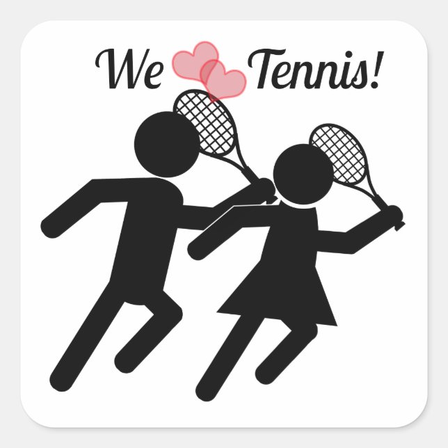 Happy Tennis Day Quadratischer Aufkleber (Vorderseite)
