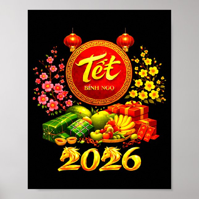 Happy Tet 2026 Year Of The Horse Vietnamese Tet Ng Poster (Vorne)