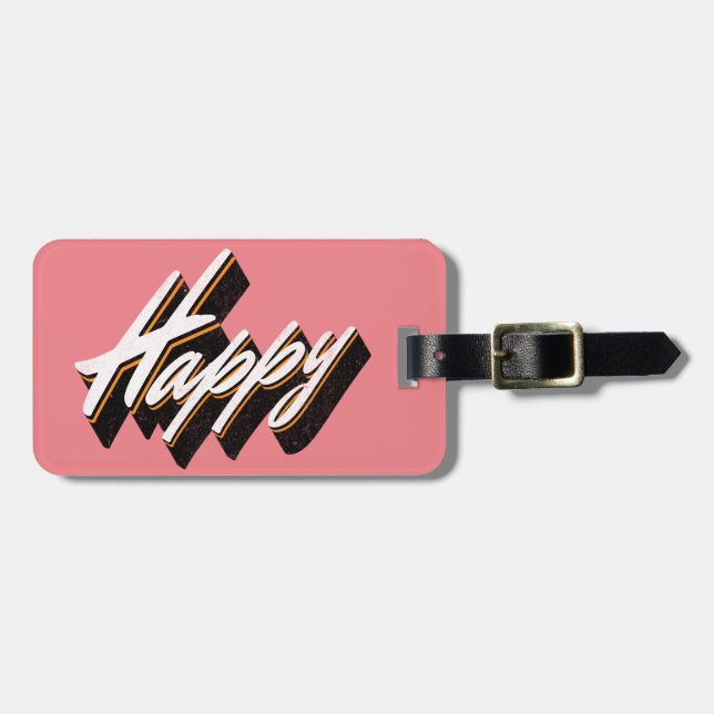 Happy Text Design Gepäckanhänger (Vorderseite horizontal)