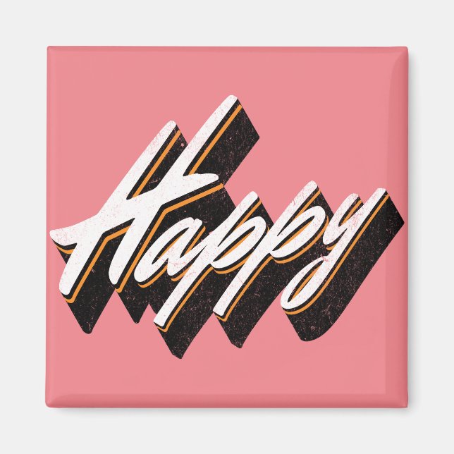 Happy Text Design Magnet (Vorne)