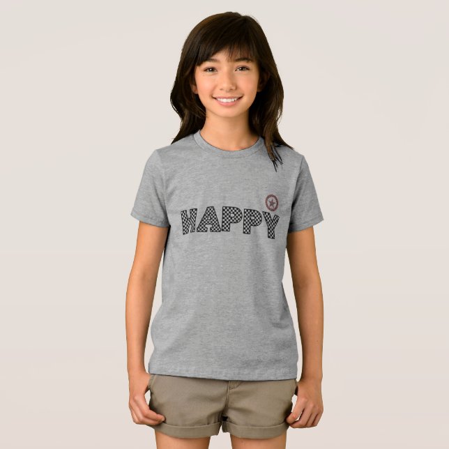 Happy Text Tri-Blend Shirt (Vorderseite Voll)