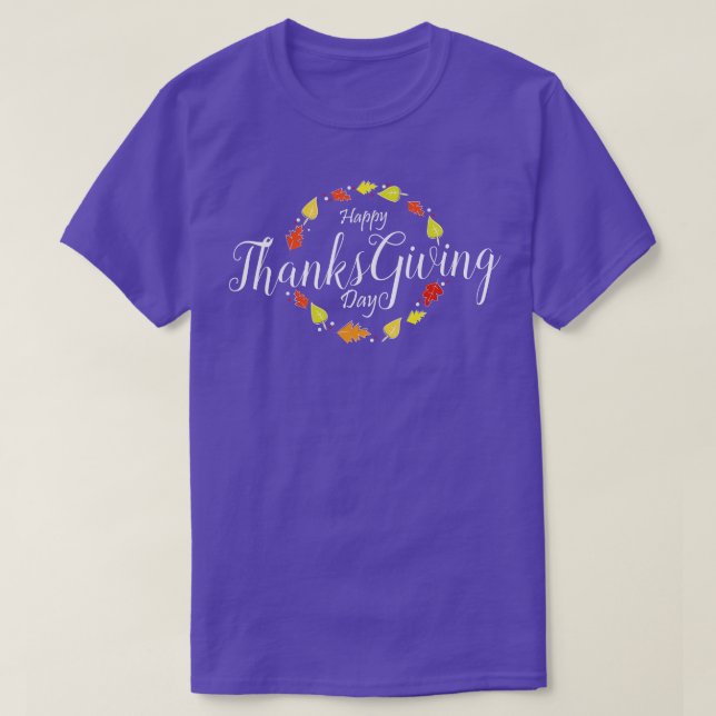 Happy Thankgiving Day in white design TShirt (Design vorne)