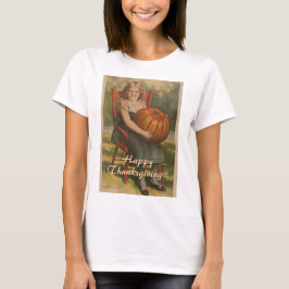 Happy Thanksgibing | Vintages Mädchen mit Pumpkin T-Shirt