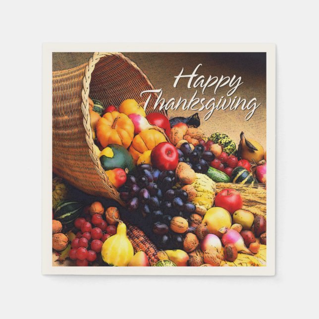 Happy Thanksgiving 12 Option Serviette (Vorderseite)