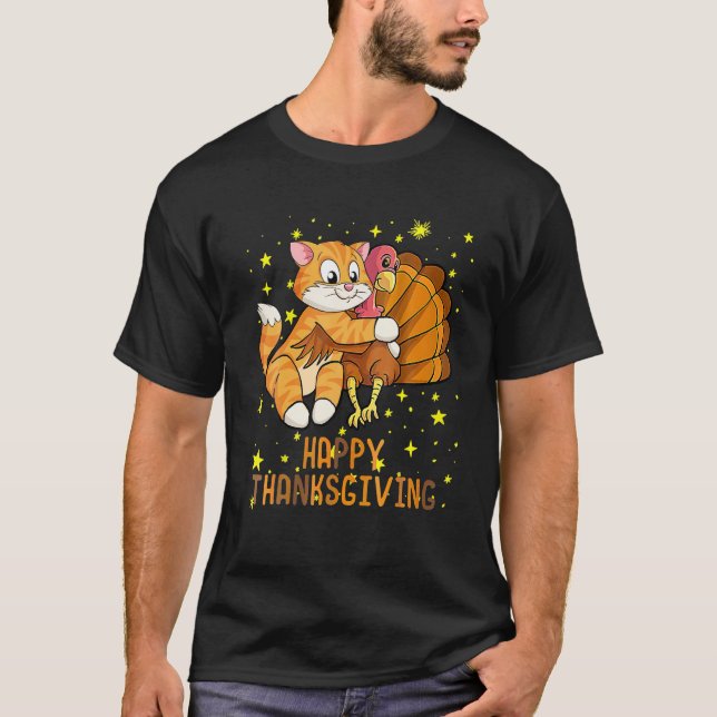 Happy Thanksgiving 2021 Cat Turkey For Cat Lovers T-Shirt (Vorderseite)